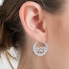 Thumbnail Image 1 of Bamboo Name Hoop Earrings in Sterling Silver (10 Characters)