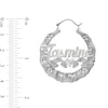 Thumbnail Image 2 of Bamboo Name Hoop Earrings in Sterling Silver (10 Characters)