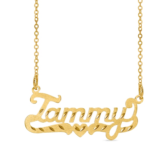 Diamond-Cut and Satin Name Necklace in 10K Gold (10 Characters)