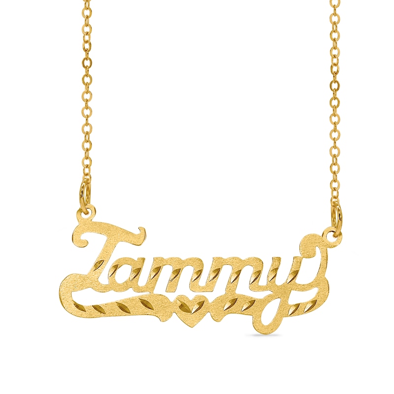 Diamond-Cut and Satin Name Necklace in 10K Gold (10 Characters)