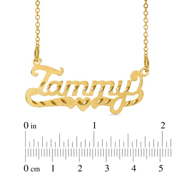 Diamond-Cut and Satin Name Necklace in 10K Gold (10 Characters)