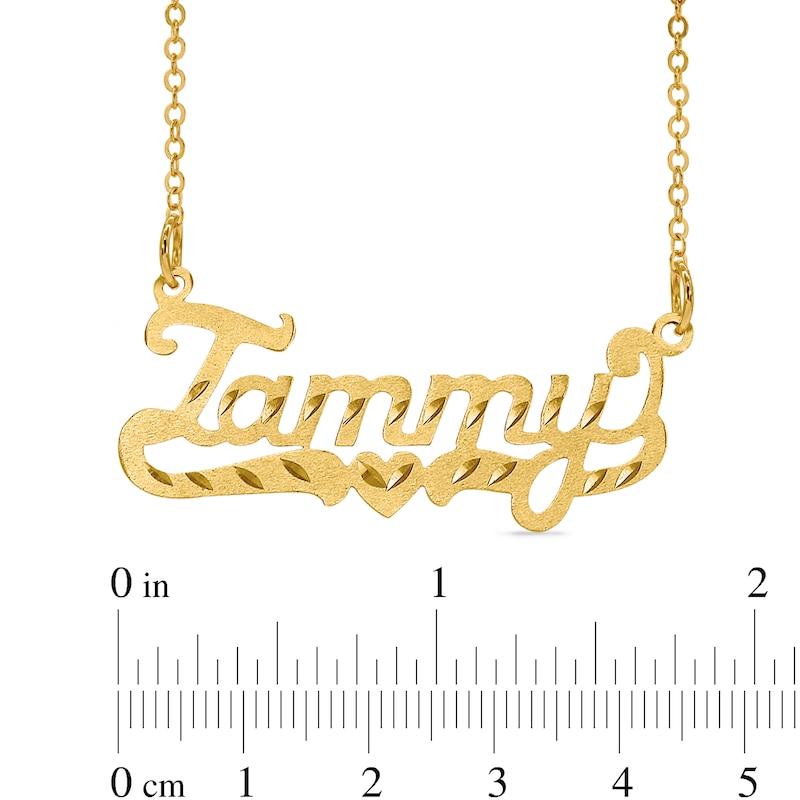 Diamond-Cut and Satin Name Necklace in 10K Gold (10 Characters)