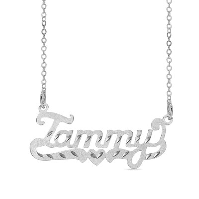 Diamond Cut And Satin Name Necklace In Sterling Silver 10 Characters Zales