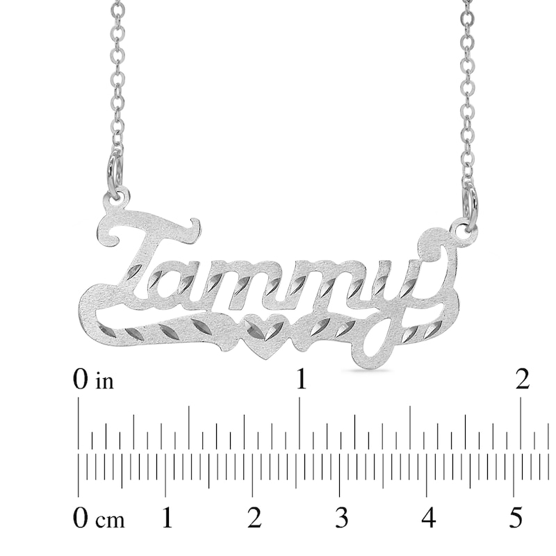 Diamond-Cut and Satin Name Necklace in Sterling Silver (10 Characters)