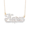 Thumbnail Image 0 of Diamond Accent Hammered Name Pendant in 10K Two-Tone Gold (10 Characters)