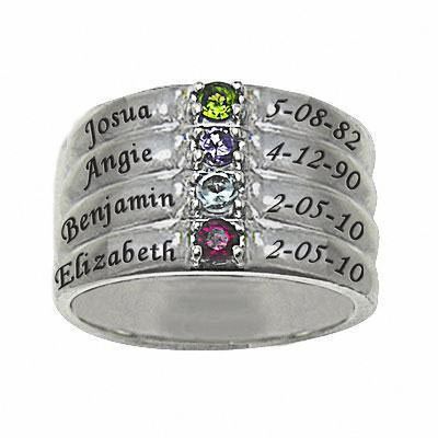 mothers ring with 4 birthstones
