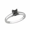 1/2 CT. Princess-Cut Black Diamond Solitaire Engagement Ring in 10K White Gold