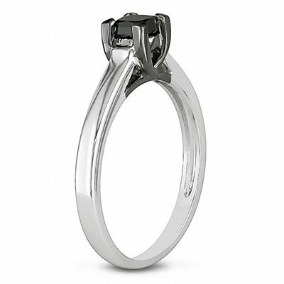 Black Diamond Solitaire Engagement Ring 