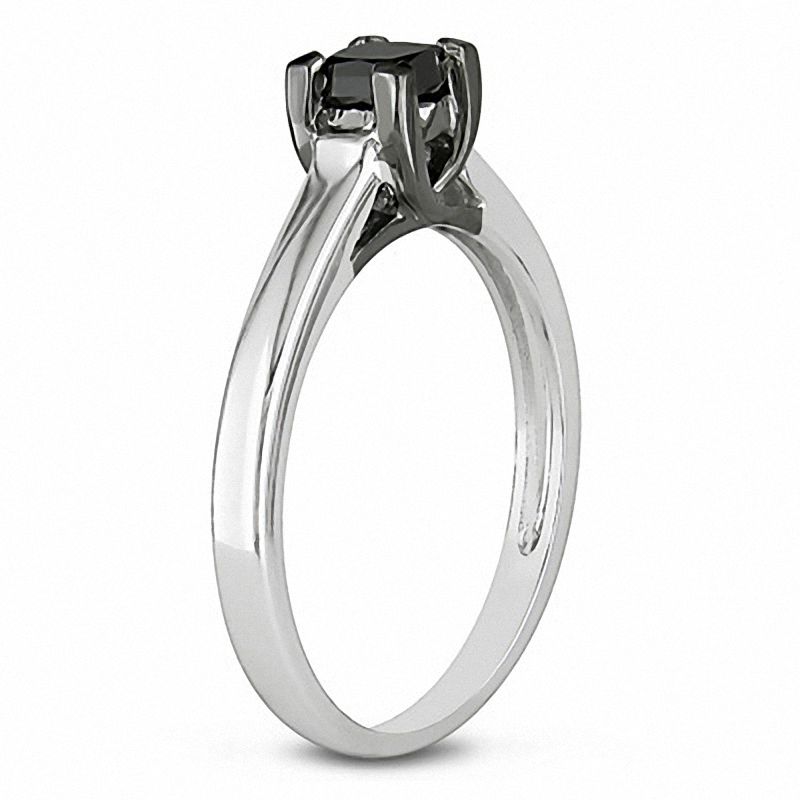 1/2 CT. Princess-Cut Black Diamond Solitaire Engagement Ring