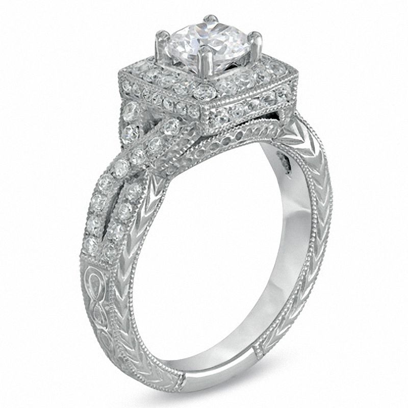 Main Image 2 of 1-1/2 CT. T.W. Certified Diamond Engagement Twist Ring in 14K White Gold (I/I1)