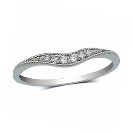Diamond Accent Vintage-Style Contour Band in 14K White Gold