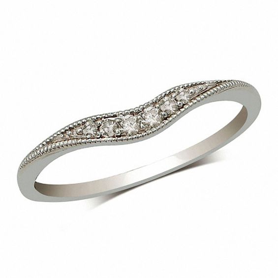 Diamond Accent Vintage-Style Contour Band in 14K White Gold | Vintage ...