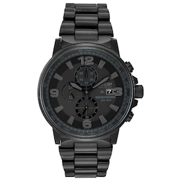 Men's Citizen Eco-Drive® Nighthawk Chronograph Black IP Watch with Black Dial (Model CA0295-58E)