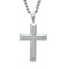 Thumbnail Image 1 of Men's 1/8 CT. T.W. Diamond Cross Pendant in Two-Tone Stainless Steel - 24"