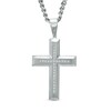 Thumbnail Image 0 of Men's 1/8 CT. T.W. Diamond Cross Pendant in Two-Tone Stainless Steel - 24"