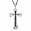 Thumbnail Image 1 of Men's Stainless Steel Cross Pendant with Black Resin Inlay - 24"