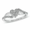 Thumbnail Image 1 of 1/7 CT. T.W. Diamond Heart Bypass Ring in Sterling Silver