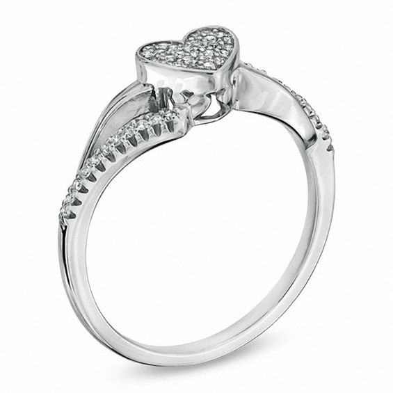 1/7 CT. T.w. Diamond Heart Bypass Ring in Sterling Silver