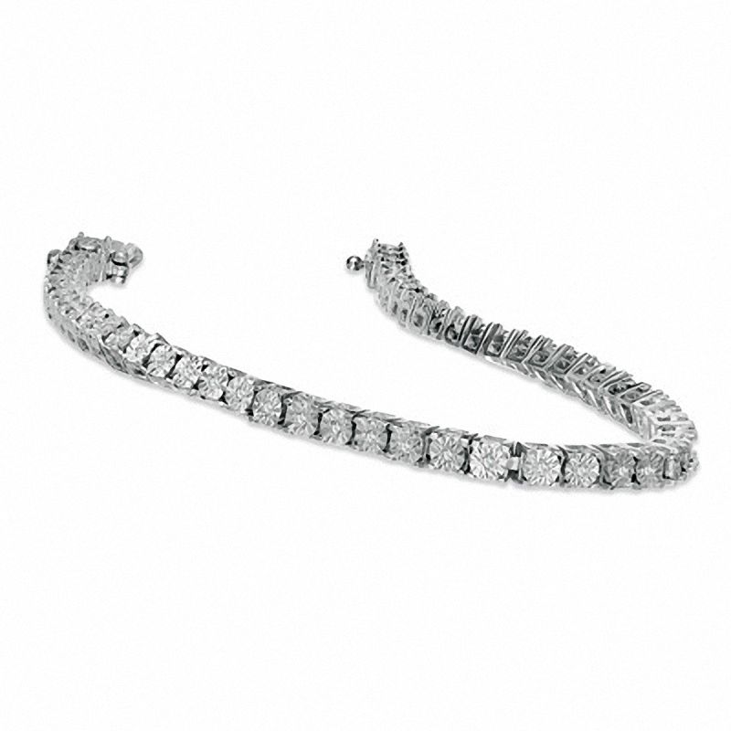 Main Image 2 of 1/4 CT. T.W. Diamond Tennis Bracelet in Sterling Silver