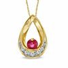 Thumbnail Image 0 of Lab-Created Ruby and Diamond Accent Teardrop-Shaped Pendant in 10K Gold