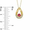 Thumbnail Image 1 of Lab-Created Ruby and Diamond Accent Teardrop-Shaped Pendant in 10K Gold