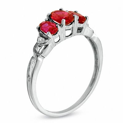 Details about   10k White Gold Oval Ruby And Diamond Curve Ring