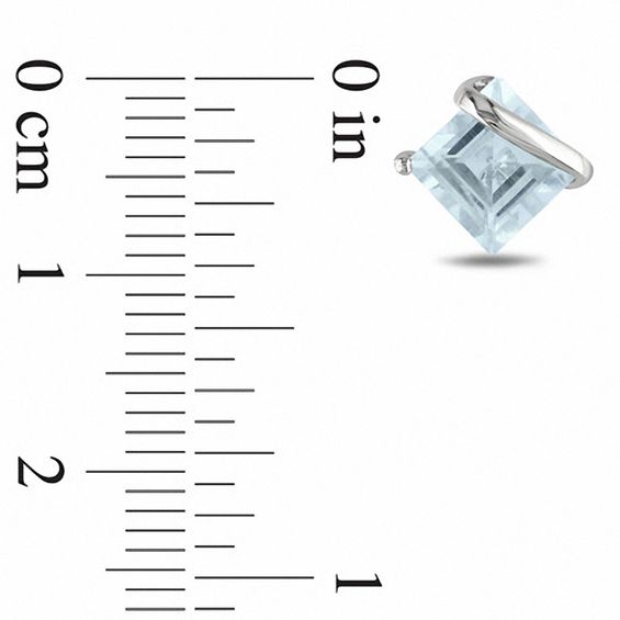 Princess-Cut Aquamarine Overlay Stud Earrings in 10K White Gold