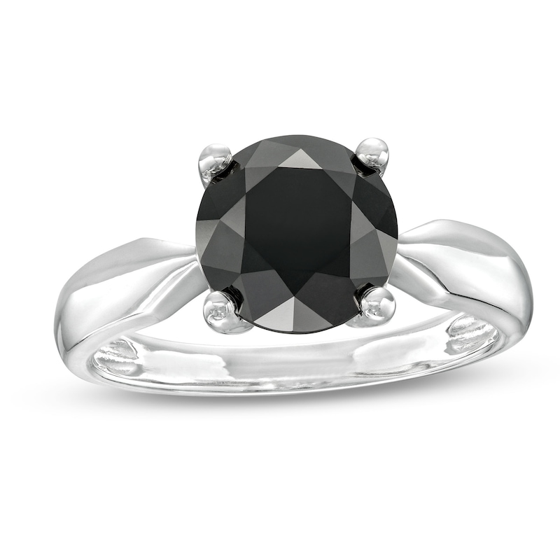 3 CT. Black Diamond Solitaire Ring in 10K White Gold