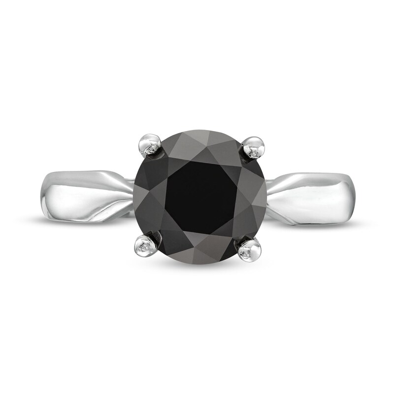 3 CT. Black Diamond Solitaire Ring in 10K White Gold