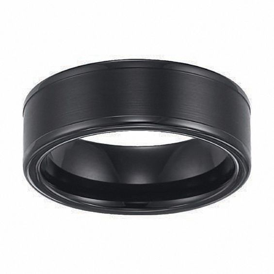 Triton Men s 8 0mm Black Tungsten  Carbide Wedding  Band  