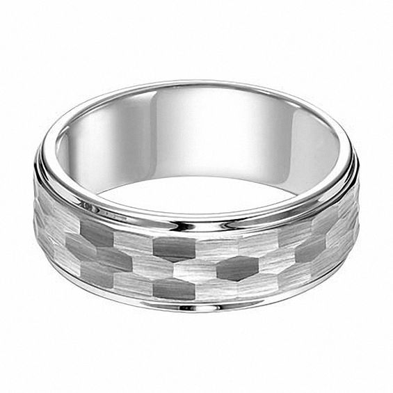 Triton Men S 8 0mm Comfort Fit Hammered White Tungsten Wedding Band Triton Men S 8 0mm Comfort Fit Hammered White Tungsten Wedding Band
