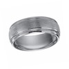 Thumbnail Image 1 of Triton 8.0mm Brushed and Beveled Edge Engravable Wedding Band in Tungsten (1 Line)
