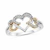 Thumbnail Image 1 of Diamond Accent Triple Heart Ring in Two-Tone Sterling Silver