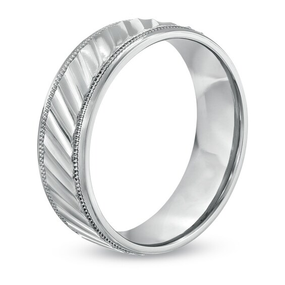 7.0mm Comfort Fit Slant Cobalt Wedding Band - Size 10