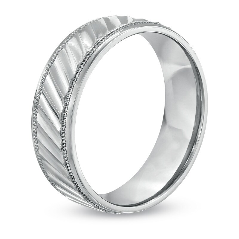 Main Image 2 of 7.0mm Comfort Fit Slant Cobalt Wedding Band - Size 10
