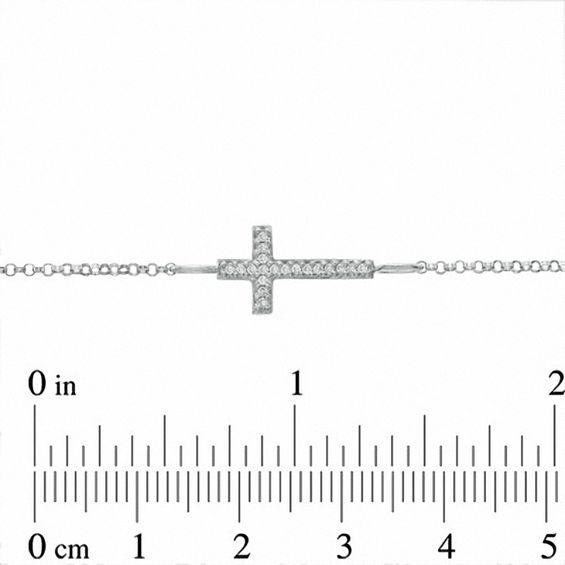 Diamond Accent Cross Bracelet in Sterling Silver