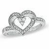 Thumbnail Image 1 of 1/6 CT. T.W. Diamond Heart-Shaped Ring in Sterling Silver
