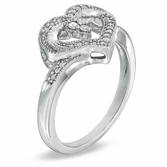 1/6 CT. T.w. Diamond Heart-Shaped Ring in Sterling Silver