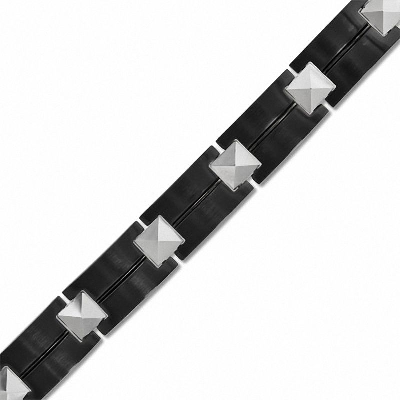 Main Image 1 of Pyramid Bracelet in Black IP Stainless Steel and Tungsten - 8.5"