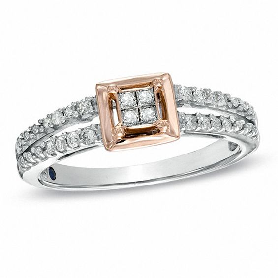 Cherished Promise Collection⢠1/5 CT. T.w. Diamond Promise Ring in Sterling Silver and 10K Rose Gold