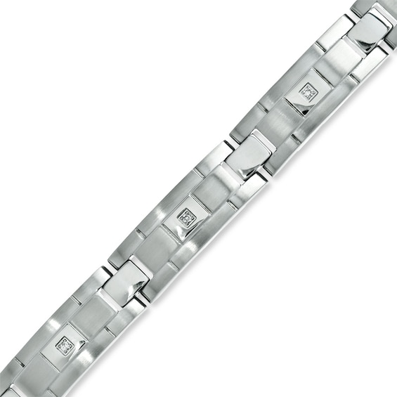 Men's 1/10 CT. T.w. Diamond Link Bracelet in Stainless Steel - 8.5"