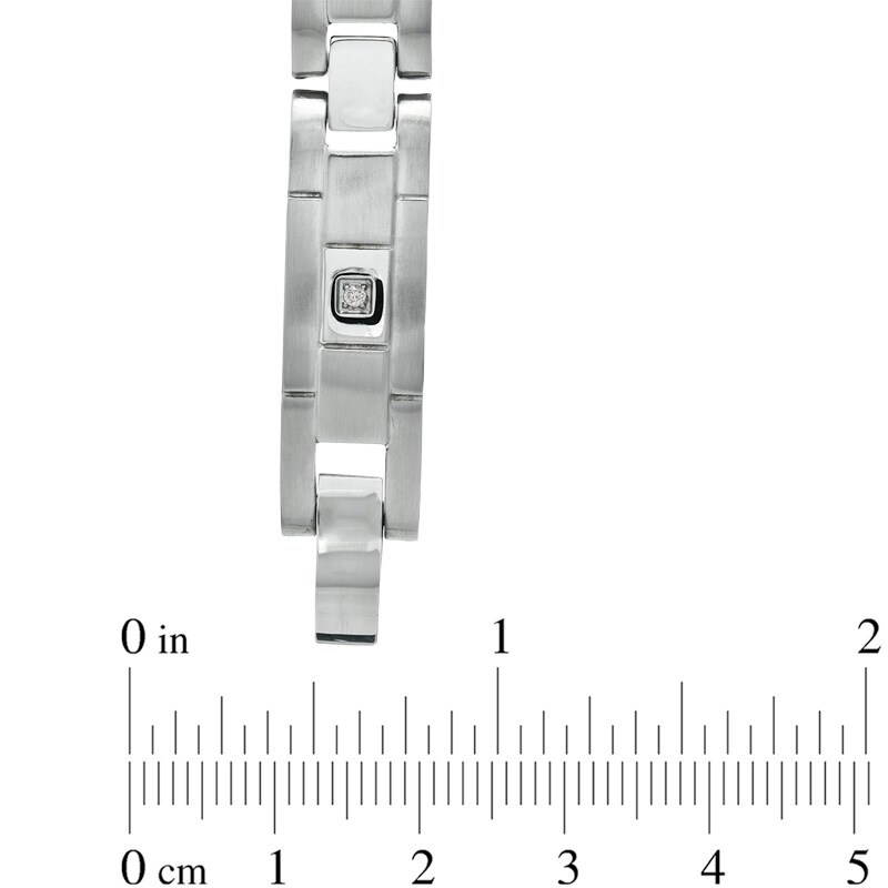 Main Image 3 of 1/10 CT. T.W. Diamond Link Bracelet in Stainless Steel - 8.5"