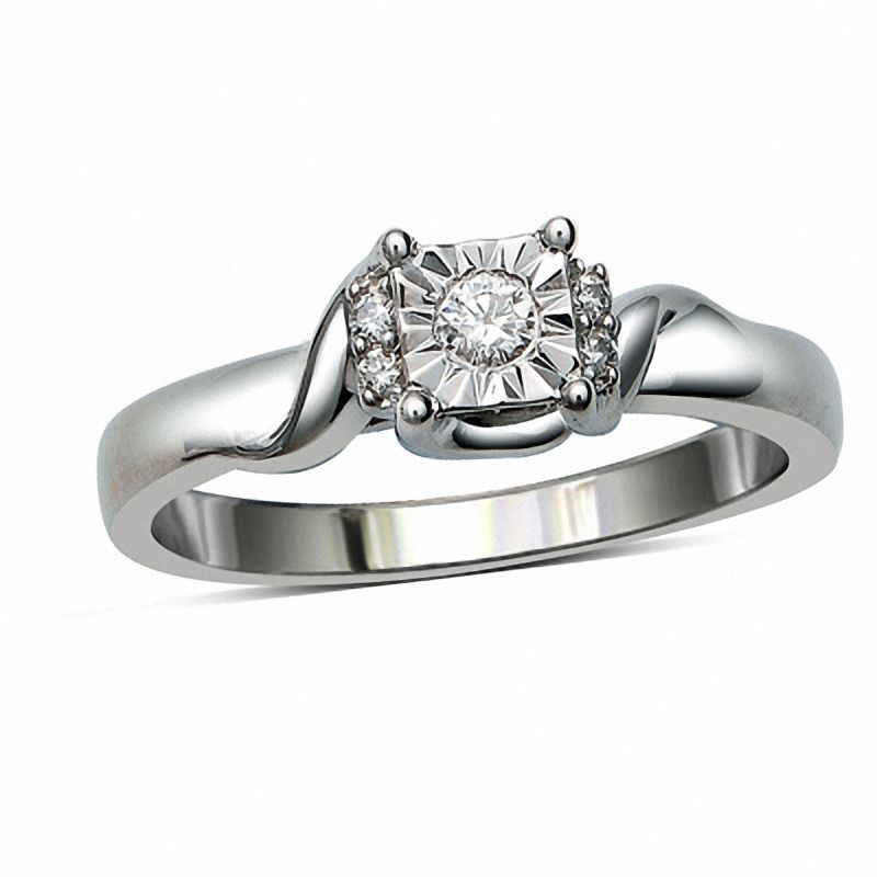 Cherished Promise Collection™ 1/10 CT. T.W. Diamond Majestic Promise Ring in Sterling Silver