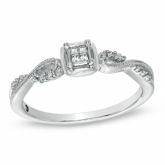 Cherished Promise Collectionâ¢ 1/15 CT. T.w. Quad Princess-Cut Diamond Promise Ring in Sterling Silver