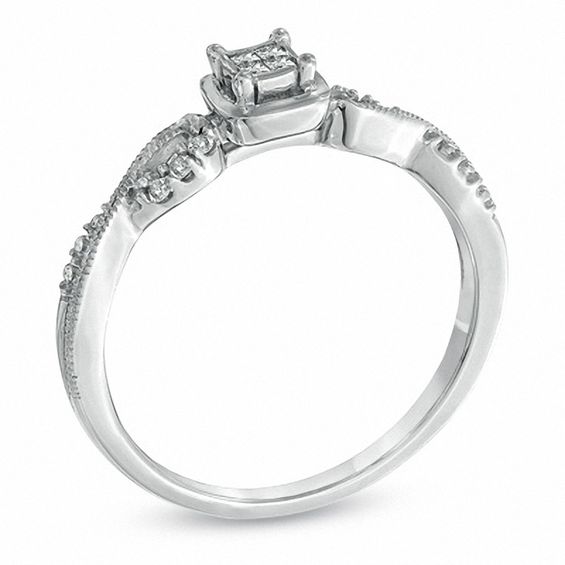 Cherished Promise Collectionâ¢ 1/15 CT. T.w. Quad Princess-Cut Diamond Promise Ring in Sterling Silver
