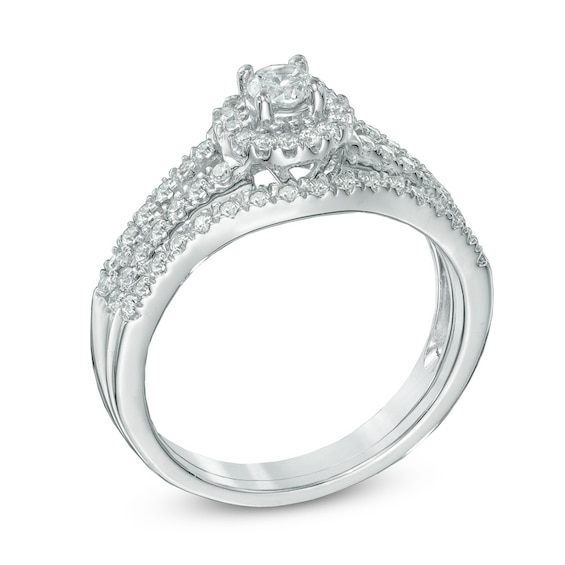 1/2 CT. T.w. Diamond Frame Bridal Set in 14K White Gold