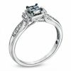 Thumbnail Image 2 of Cherished Promise Collection™ 1/5 CT. T.W. Enhanced Blue and White Diamond Promise Ring in 10K White Gold