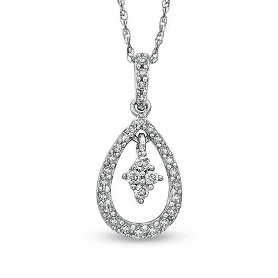 1/5 CT. T.w. Diamond Pear-Shaped Drop Pendant in 10K White Gold
