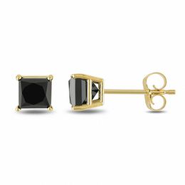 1 CT. T.W. Princess-Cut Black Diamond Stud Earrings in 10K Gold