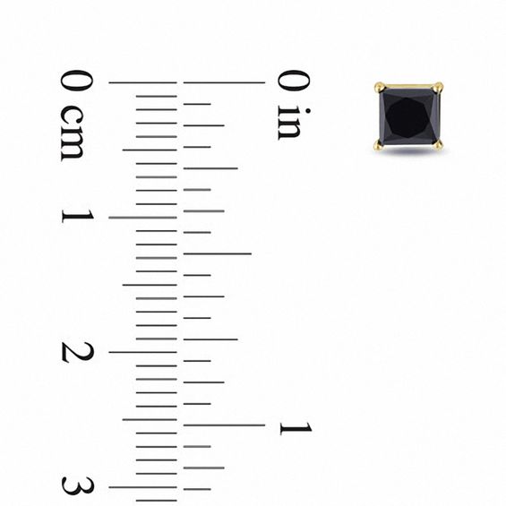 1 CT. T.w. Princess-Cut Black Diamond Stud Earrings in 10K Gold